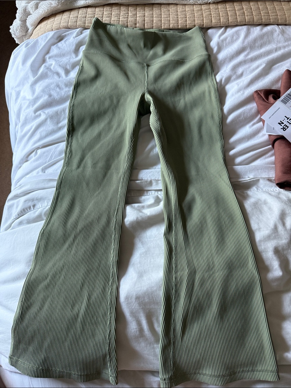Athleta Ribbed Flare Pants in Sage